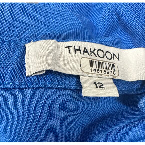 Thakoon Cerulean Blue Shirt Dress Size 12 Career Blouson Tie Waist Designer $310 - Picture 11 of 11